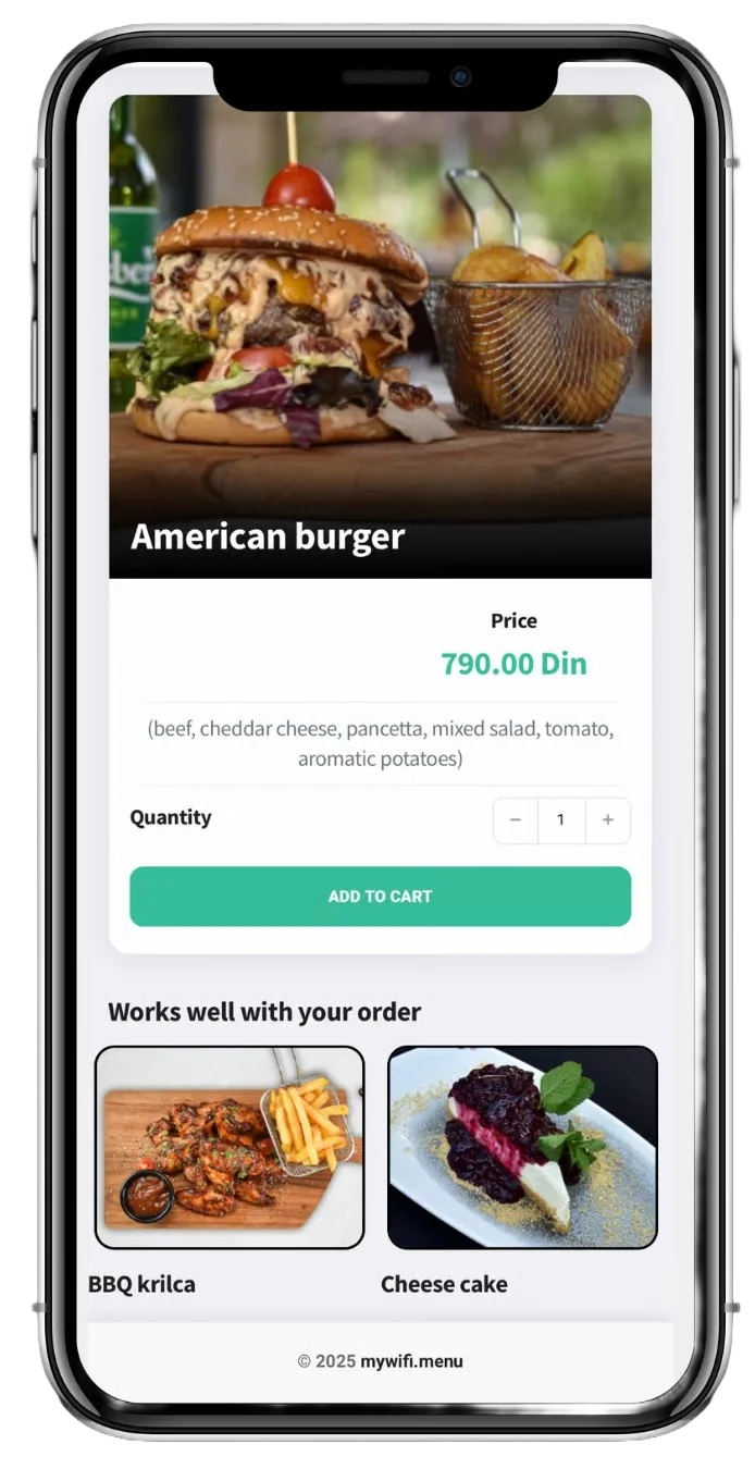 myWiFi digital restaurant menu interface